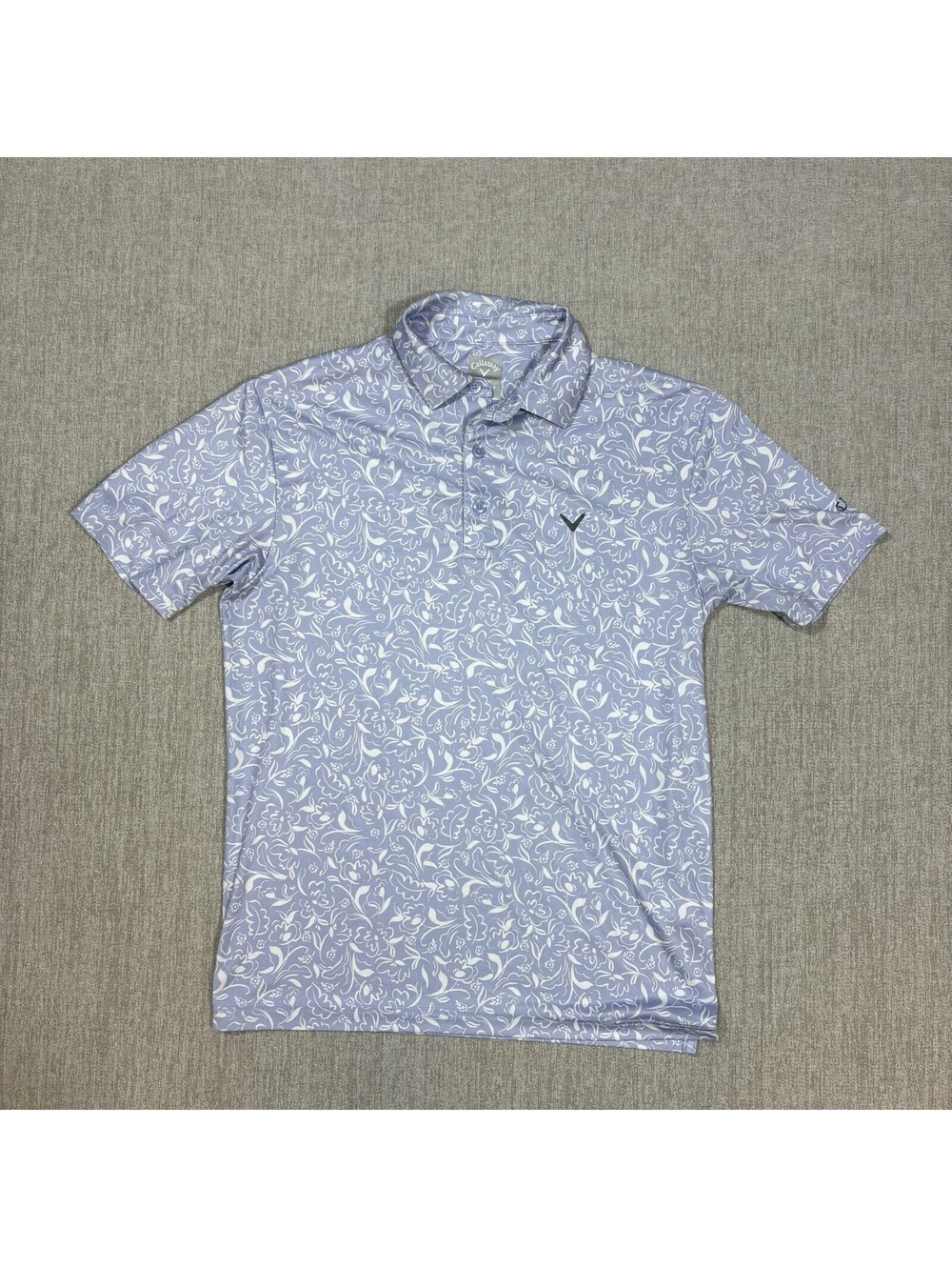 Callaway Opti-Dri Mens S Blue White Floral Golf Moisture Wicking Polo Shirt